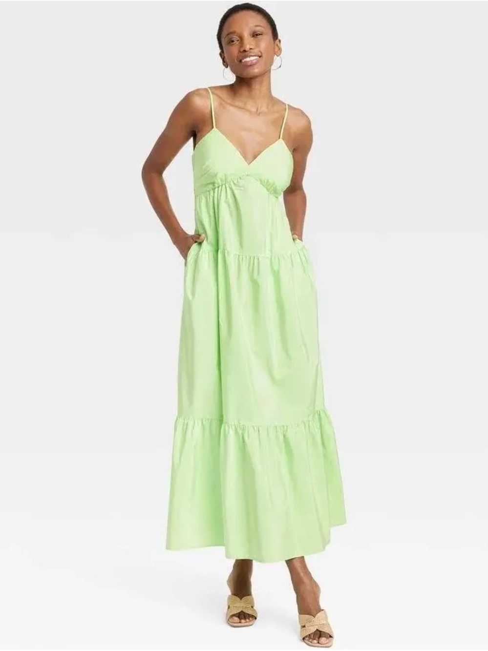 A New Day | Lime Green Spaghetti-Strap Maxi